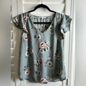 SOLD - Crescent & Willough Gray Blue Blouse
